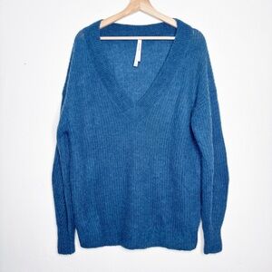 The Group Babaton V-Neck Alpaca Wool Blend Sweater Teal Blue Size Small EUC